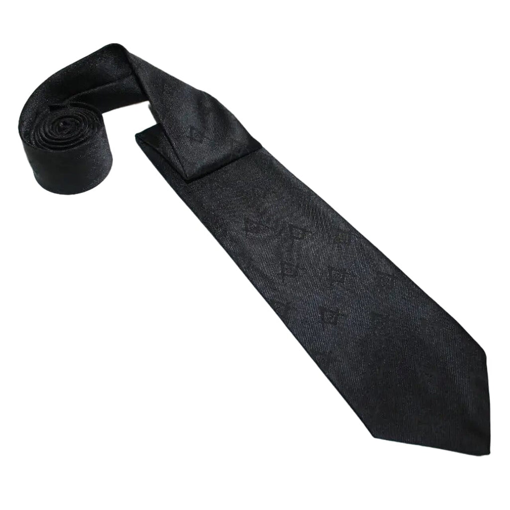 Cravate Maçonnique Noire - Equerre & Compas multiples cravate Nos Colonnes - Boutique Maçonnique 