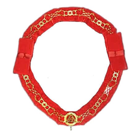 Collier Chaîne rouge Principal Provincial/Superintendant Luxe - Arche Royale Domatique sautoir Nos Colonnes - Boutique Maçonnique