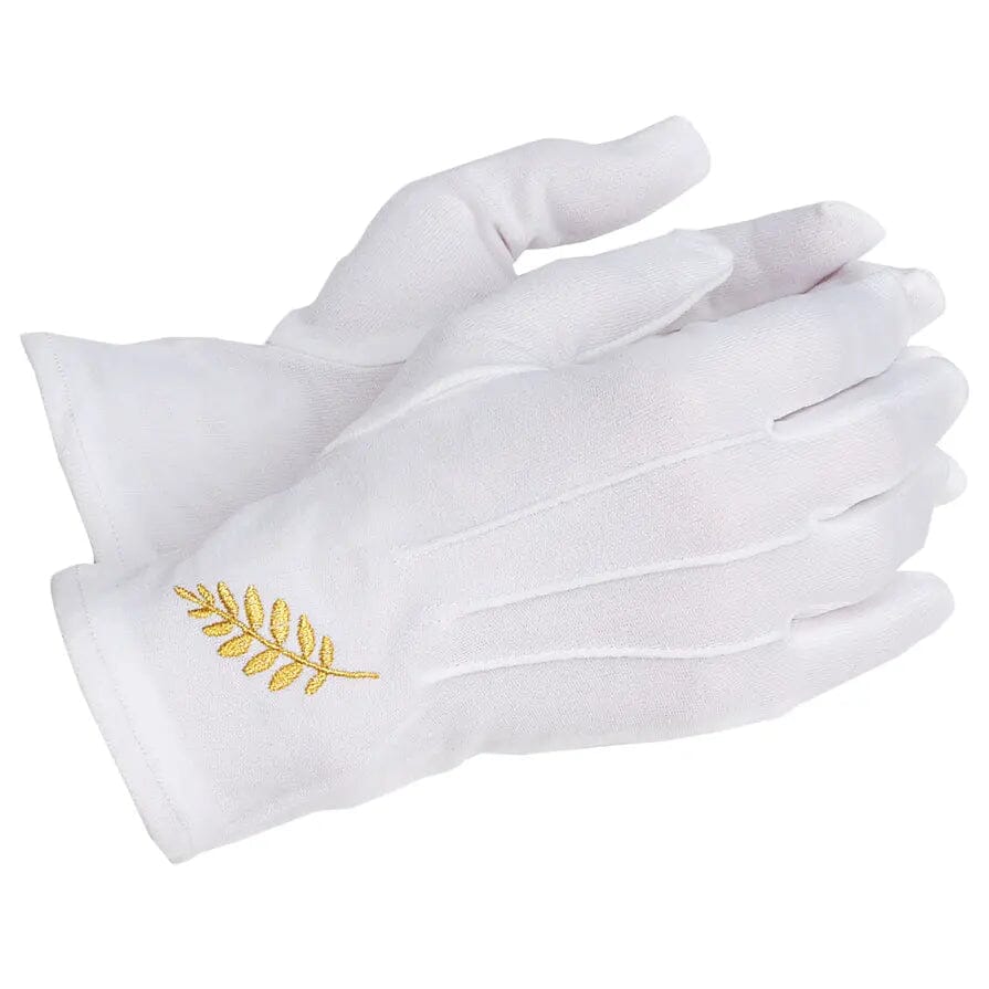 Gants Maçonniques Blancs. Acacia (or) gants Nos Colonnes - Boutique Maçonnique