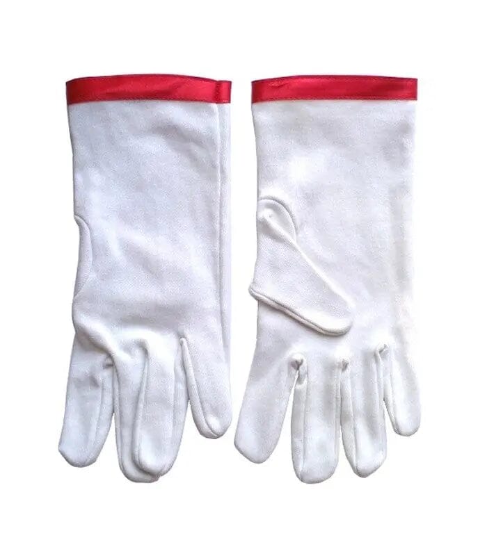 Gants Maçonniques blancs bordés de rouge (27° REAA) gants Nos Colonnes - Boutique Maçonnique