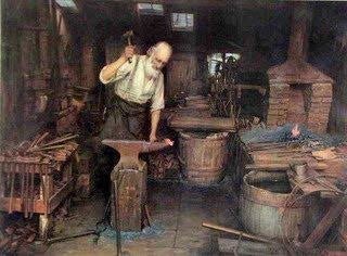 Nos Colonnes – Image d’un forgeron au travail, écho à la figure de Tubal Caïn en franc-maçonnerie.