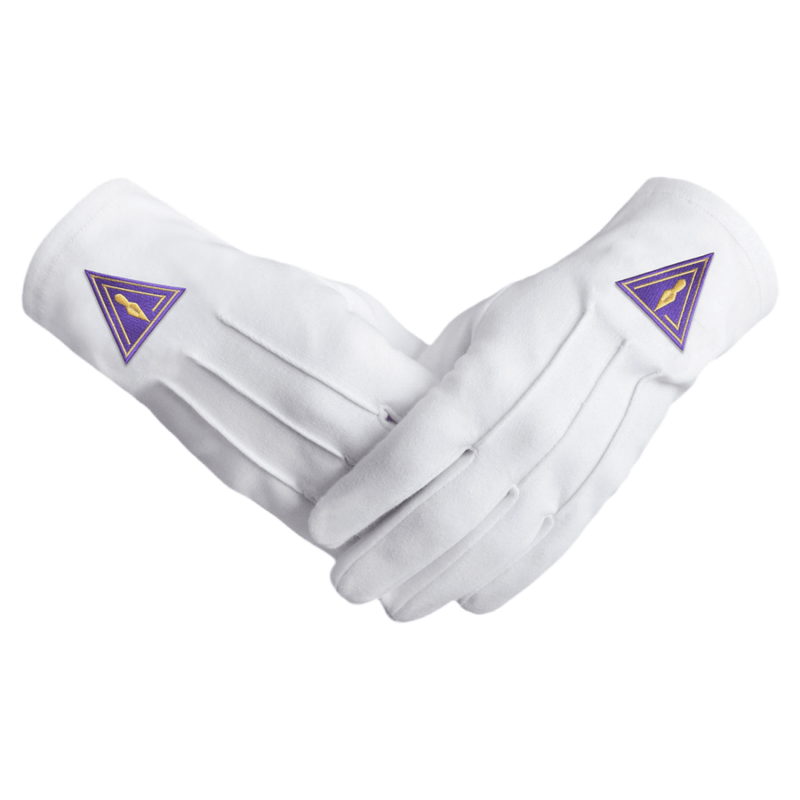 Gants Degrés Cryptiques, fond violet Nos Colonnes- Boutique Maçonnique 