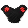 Masonic Knight Templars black Gloves. Red Templar Cross