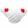 Masonic White Knight Templars Gloves. Red Templar Cross