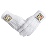 Masonic White Knight Templars Gloves. IN HOC SIGNO VINCES emblem