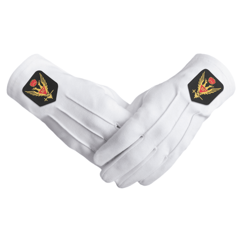 Gants blancs 33° degré REAA Nos Colonnes - Boutique Maçonnique
