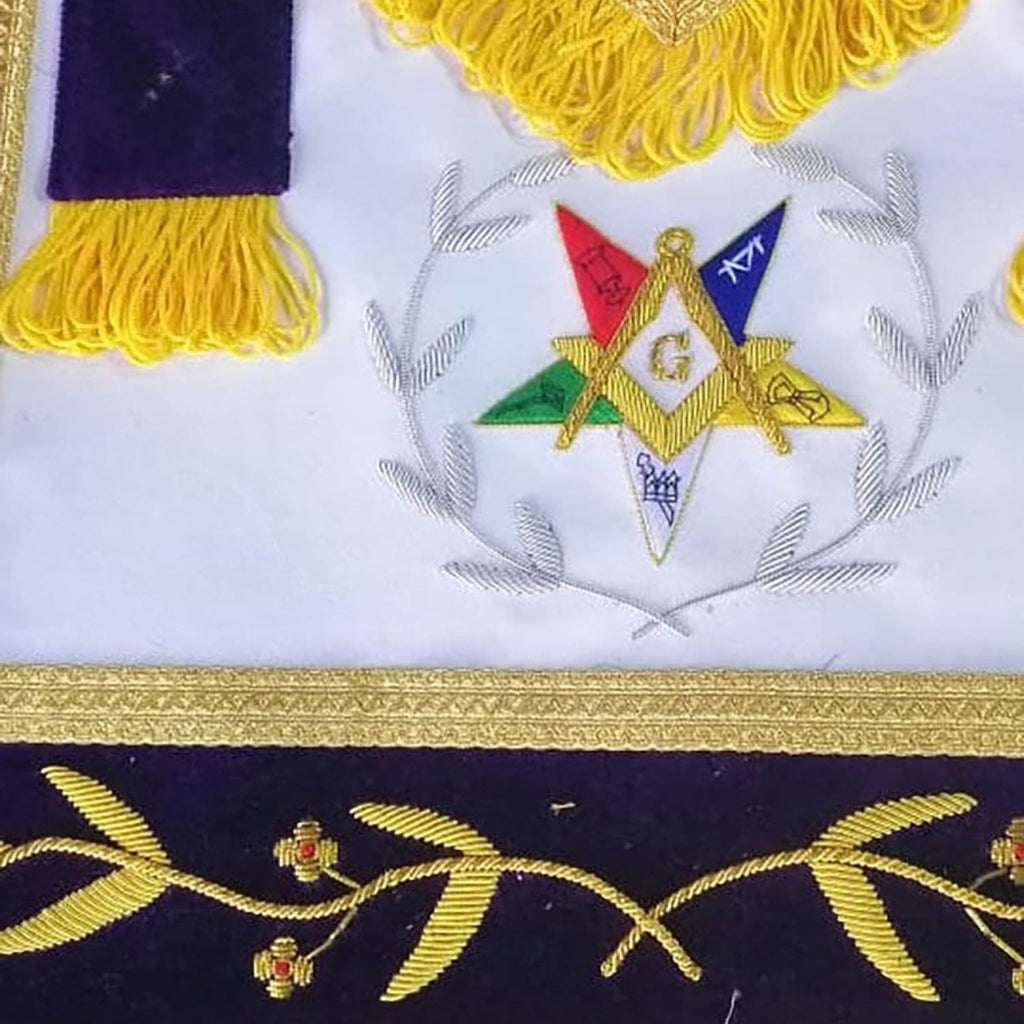 Tablier Digne Protecteur avec frange - OES Nos Colonnes - Boutique Maçonnique