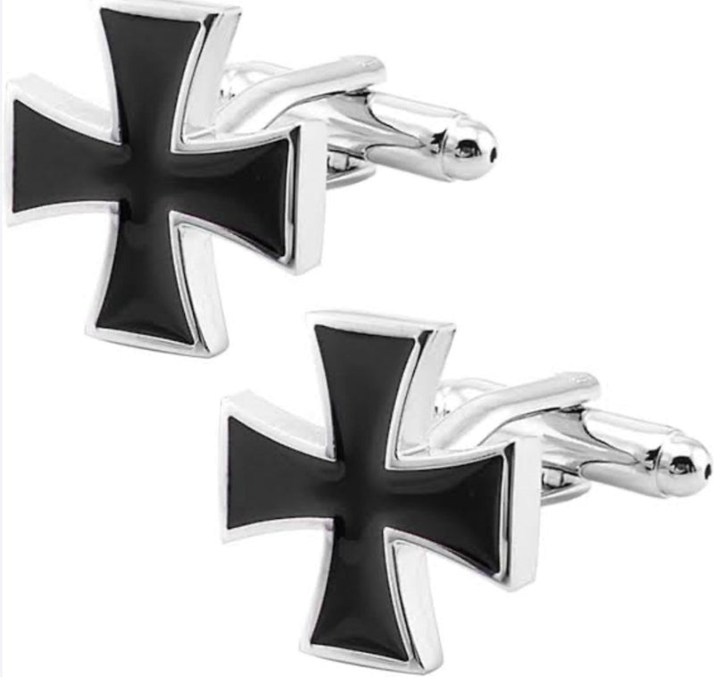 Boutons de manchettes Croix Noire Maçonnique (Argent) Nos Colonnes - Boutique Maçonnique