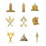 Pack 9 Lodge Officiers Collar Jewels. Bronze Rectified Scottish Rite (RSR)