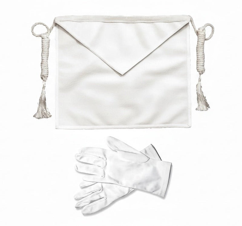 Tablier Apprenti. Houppes. Simili cuir. 36x31cm + 1 paire de gants offerte - Rite d’York - Nos Colonnes