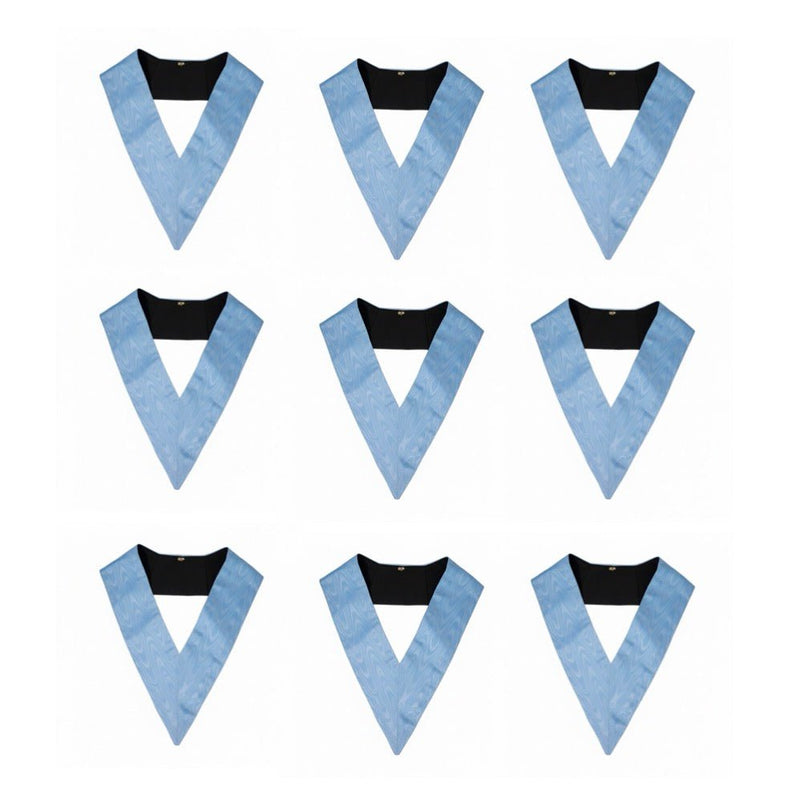 Pack de 9 sautoirs pour officiers, dos noir, conçu pour le Rite Français Traditionnel, Moderne et Rétabli – Nos Colonnes Boutique Maçonnique.