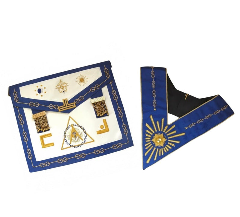 Pack Vénérable Maître d’Œuvre. Tablier + Sautoir - Rite Opératif de Salomon ROS Nos Colonnes - Boutique Maçonnique