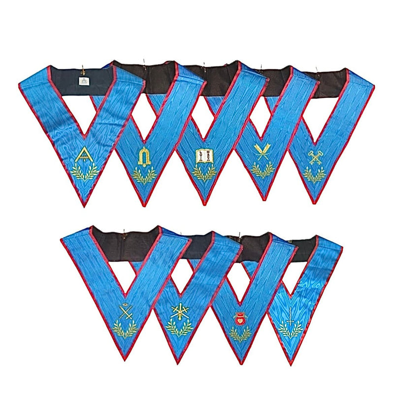 Pack 9 sautoirs officiers broderies - REAA - Nos Colonnes