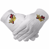 Masonic White Knight Templars Gloves. Cross & Crown emblem