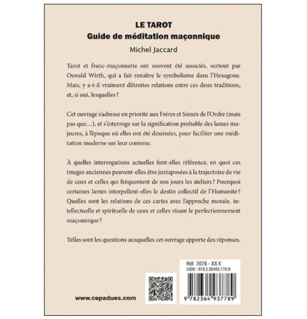 Le Tarot. Guide de méditation maçonnique livre maconnique Nos Colonnes - Boutique Maçonnique 
