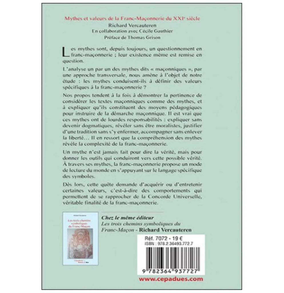 Mythes et valeurs de la Franc-Maçonnerie du XXIe siècle livre maconnique Nos Colonnes - Boutique Maçonnique 