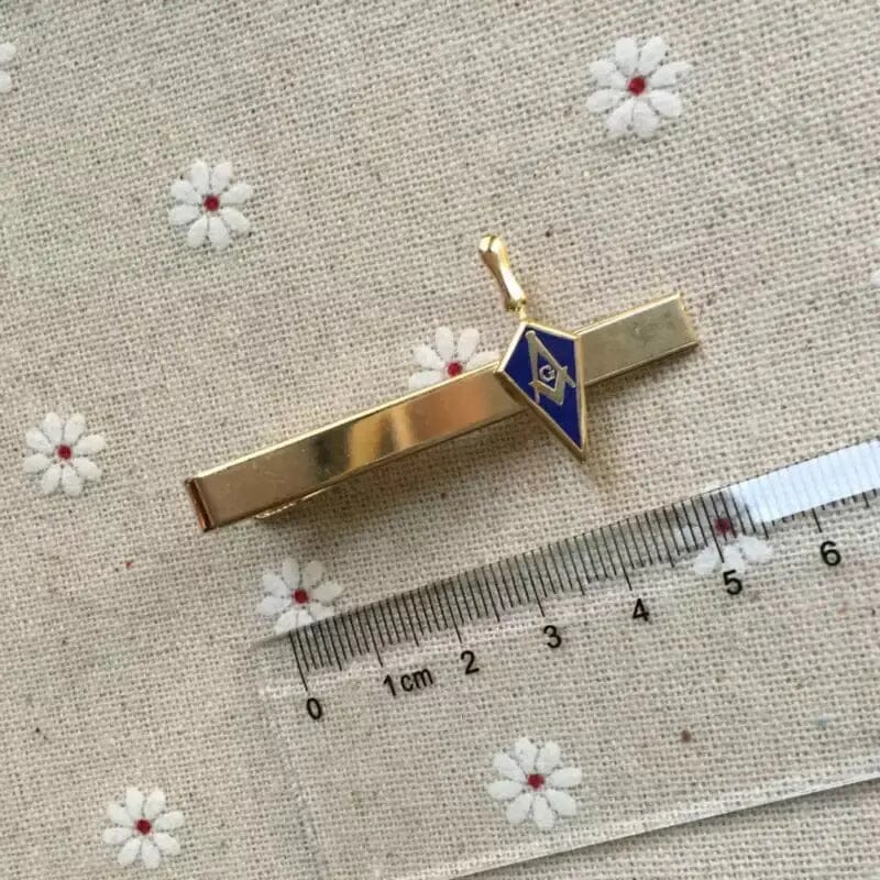 Pince à Cravate Maçonnique Truelle (bleu et or) Bouton de manchette Nos Colonnes 