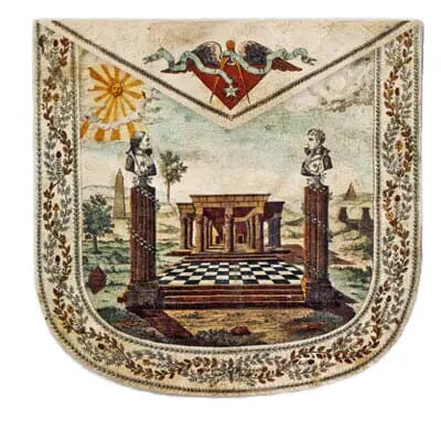 Réplique Tablier "Washington & Lafayette", fin XVIIIe siècle. Cuir Véritable tablier Nos Colonnes - Boutique Maçonnique 