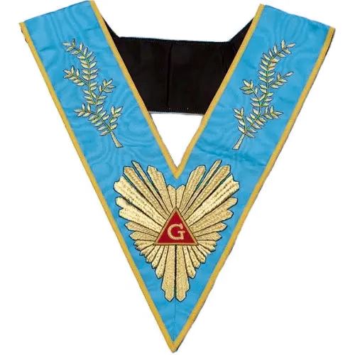 Sautoir Vénérable Maître. Delta rayonnant + Grand Acacia. Soie Naturelle - Rite Français Groussier (RFG) sautoir Nos Colonnes - Boutique Maçonnique 