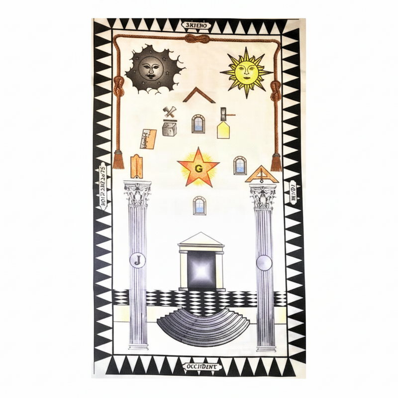 Tapis de Loge 1° & 2° Degrés Rite Français Traditionnel 1801 - Satin (128 x 85 cm) - Nos Colonnes