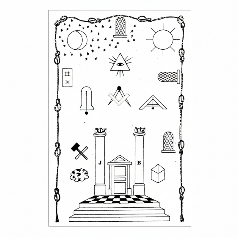Tapis de Loge 1° Degré Rite Français Groussier - Satin (128 x 85 cm) - Nos Colonnes
