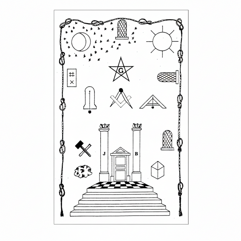 Tapis de Loge 2° Degré Rite Français Groussier - Satin (128 x 85 cm) - Nos Colonnes