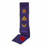 Master Mason purple Sash. Square & Compass/Blazing Star/Acacia/Rosette. Natural Silk - Memphis-Misraïm Rite (ORUMM)