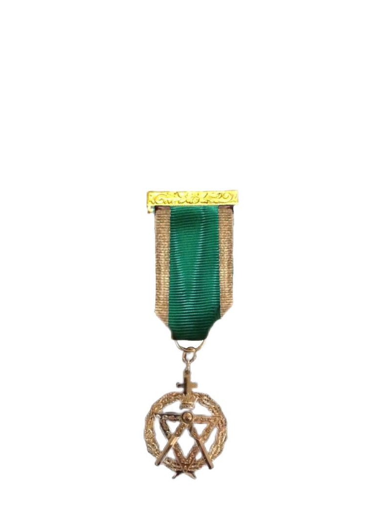 Bijou de poitrine Souverain Maître (ruban vert et or) - Degrés Maçonniques Alliés (style canadien) - Nos Colonnes