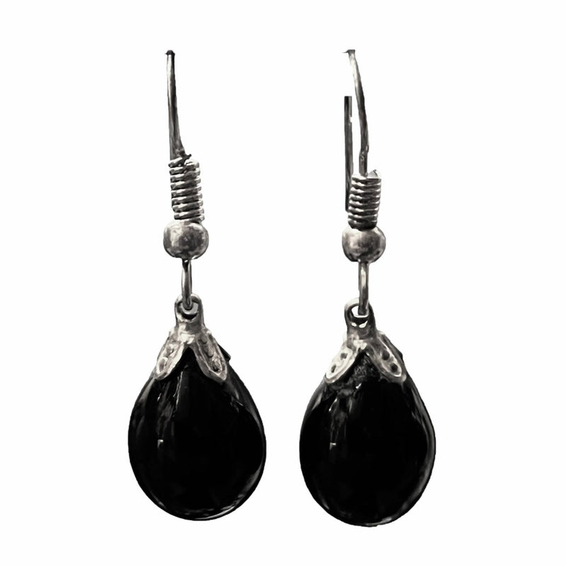 Boucles d'oreilles noires en verre filé N°4 - Nos Colonnes