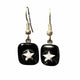 Boucles d'oreilles noires en verre fusionné avec étoile blanche N°5