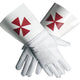 Gants Blancs Maçonniques en Cuir – Croix Templière Brodée - promotion