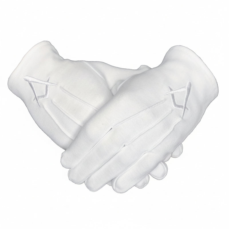 Gants maçonniques blancs Équerre & Compas