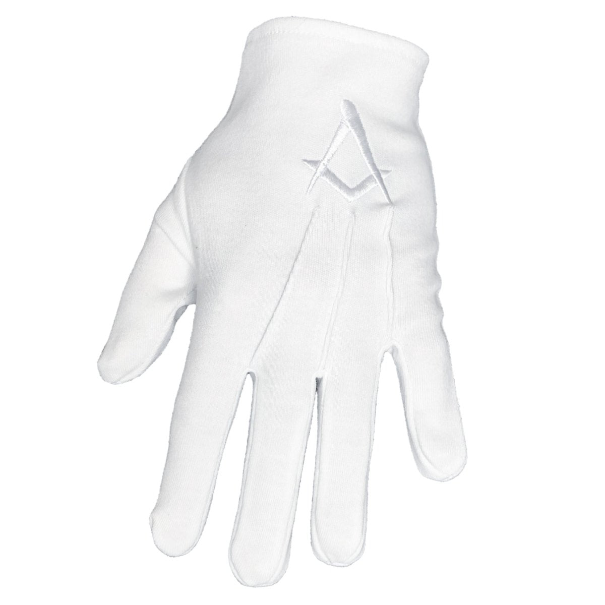 Masonic Craft Gloves 100% Cotton White With Blue SQ And Compass - Foto 3