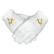 Gants Blancs Maçonniques Équerre Compas Or – Élégance et Symbolisme