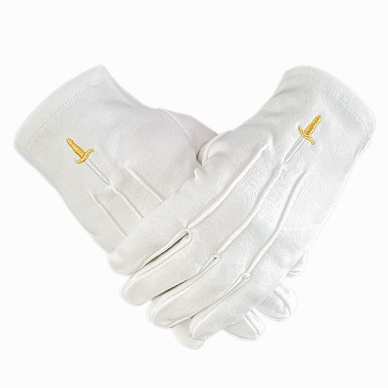 Gants Poignard Brodés Or et Argent pour l'Élu du Rite Français Traditionnel - Nos Colonnes