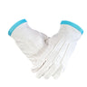Gants Maçonniques Blancs bordés bleu ciel – Élégance rituelle – Loge bleue