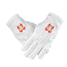 Gants Blancs Maçonniques Équerre Compas Acacia Rouge