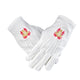 Gants Blancs Maçonniques Équerre Compas Acacia Rouge