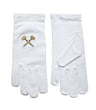 Gants Maillets Entrecroisés Brodés Or - Distinction Maçonnique