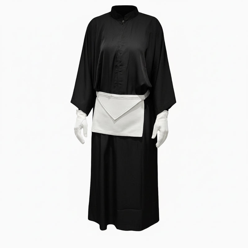Pack tenue complète GLFF : robe noire, tablier blanc et gants – Grande Loge Féminine de France