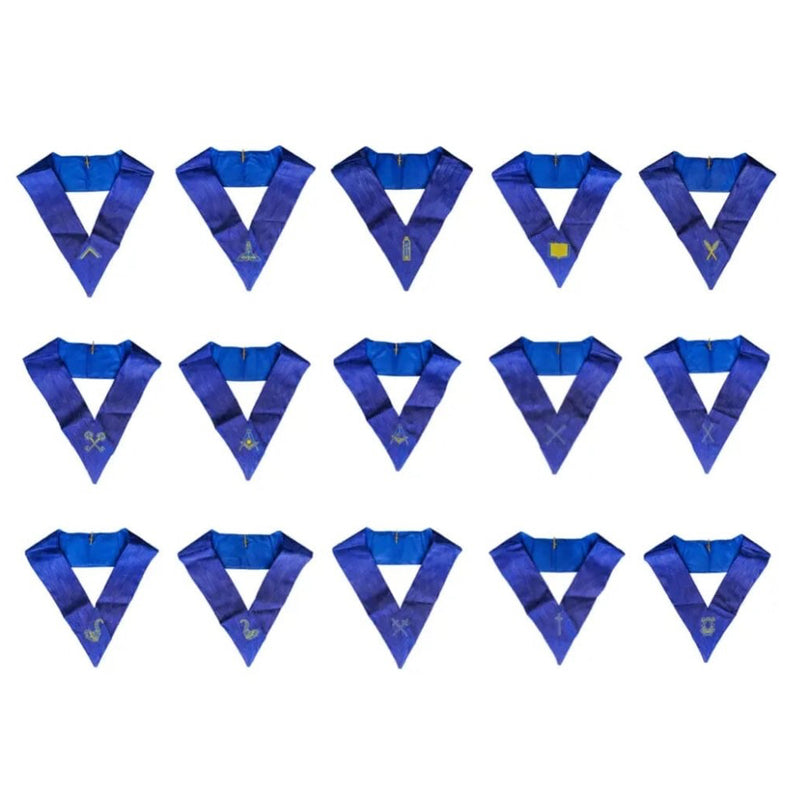 Pack 15 Sautoirs Officiers & Vénérable (Traditionnel) - Rite d’York - Nos Colonnes