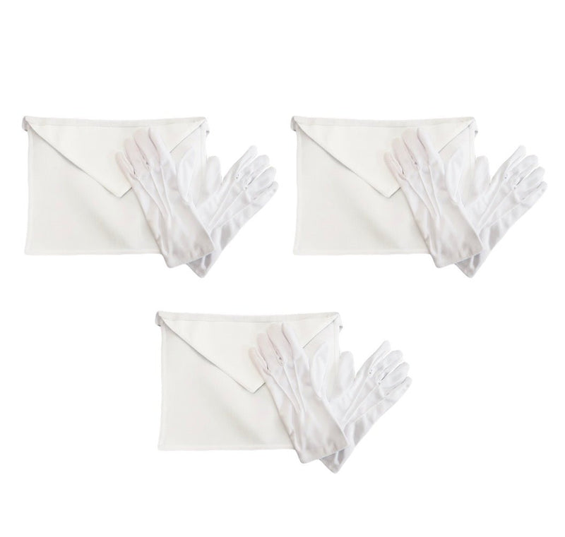 Pack 3 Tabliers Apprenti/Compagnon. Cuir véritable. 36x31 cm + Gants blancs offerts - Régime Écossais Rectifié (RER) - Nos Colonnes