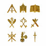Set 9 Blue Lodge Officers Collar Jewels. Bronze - Ancient Accepted Scottish Rite (AASR)