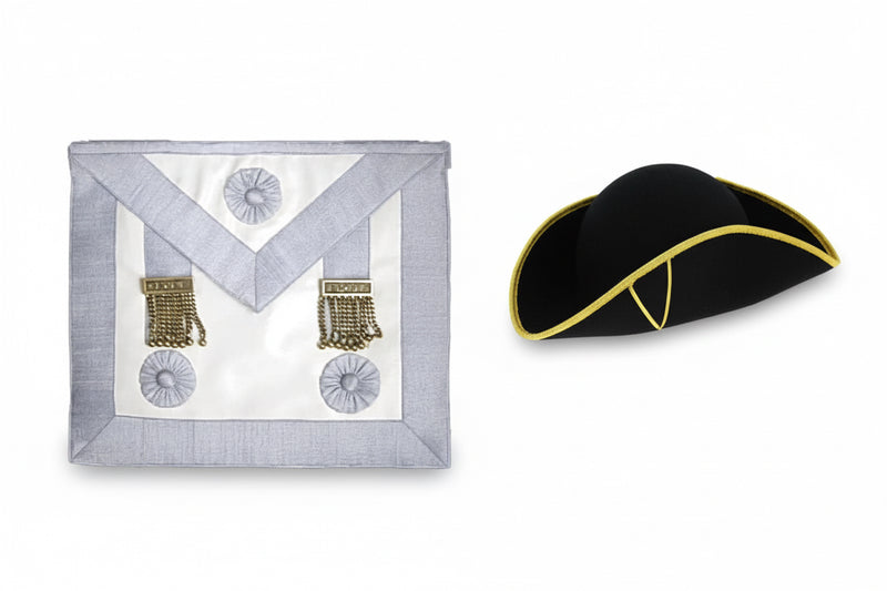 Pack Maître. Tablier 3 Rosettes/Pendeloques + Tricorne - Régime Écossais Rectifié (RER) - Nos Colonnes