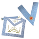 Worshipful Master Set. Apron 3 Taus, straight edges - Collar Blazing Star  - French Rite " Traditional"