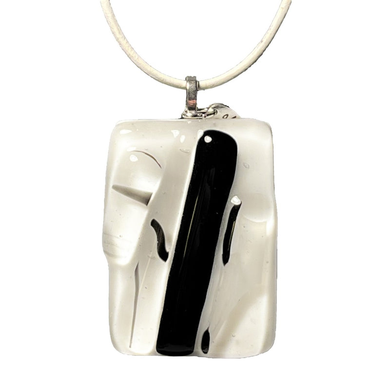 Pendentif blanc et noir en verre fusionné N°6 - Nos Colonnes