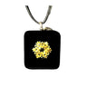 Pendentif noir fleur en verre fusionné N°2