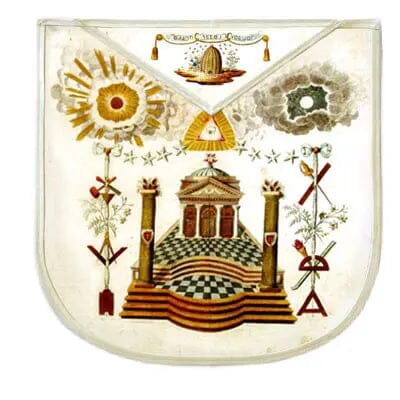 Réplique Tablier Maçonnique "au Temple", début XIXe siècle. Cuir Véritable - Nos Colonnes
