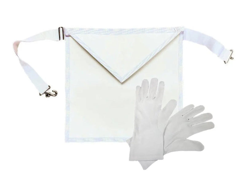 Tablier Apprenti + 1 paire de gants offerte. Simili cuir. 34x34cm - Loges St Jean, Rite Suédois - Nos Colonnes