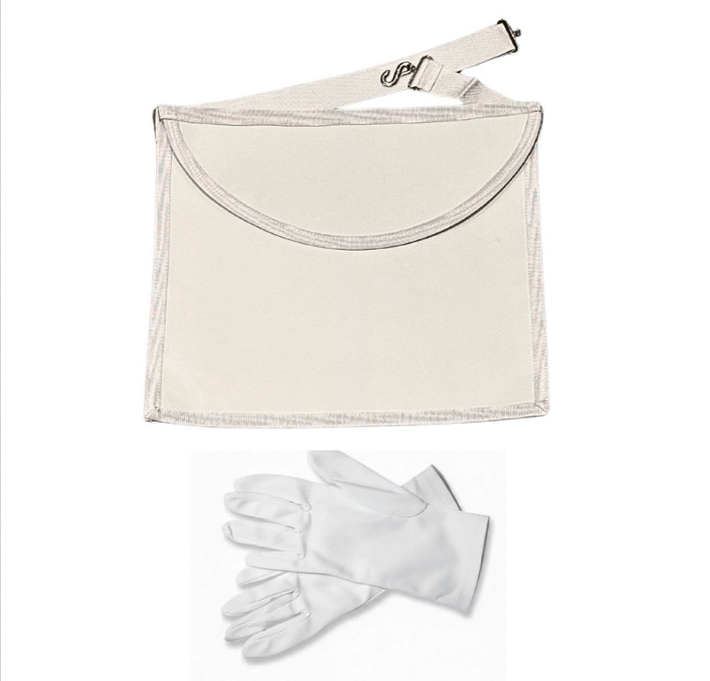 Tablier Apprenti. Simili cuir. 36x31 cm + 1 paire de gants offerte - Rite Standard d'Ecosse - Nos Colonnes